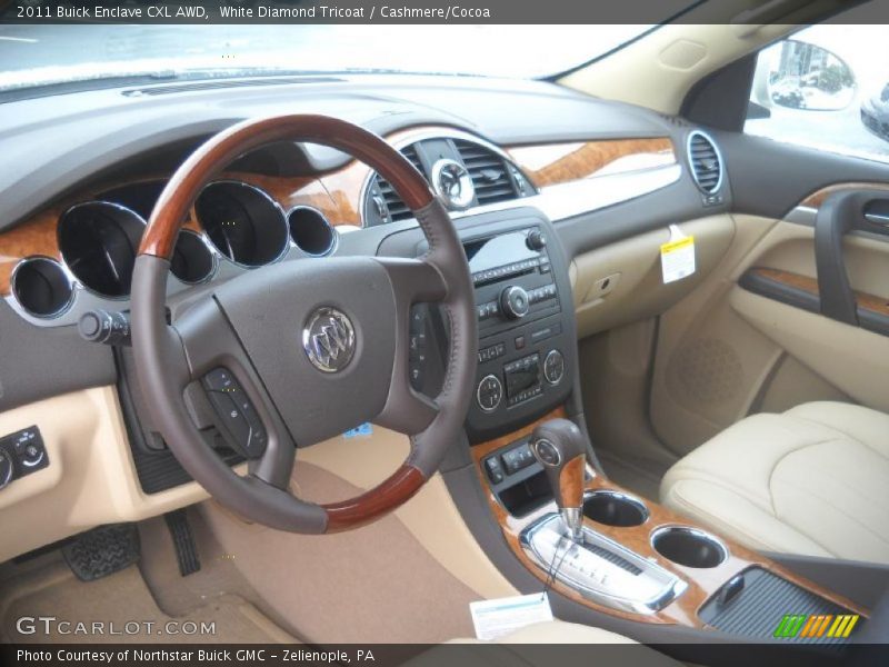 White Diamond Tricoat / Cashmere/Cocoa 2011 Buick Enclave CXL AWD