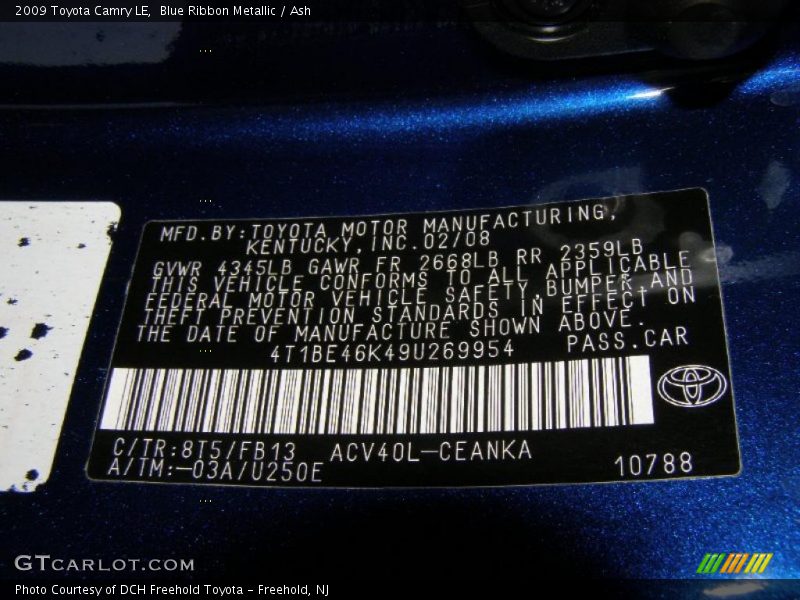 Blue Ribbon Metallic / Ash 2009 Toyota Camry LE