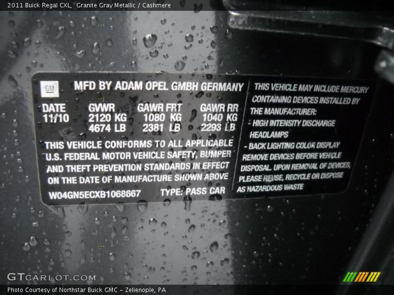 Granite Gray Metallic / Cashmere 2011 Buick Regal CXL