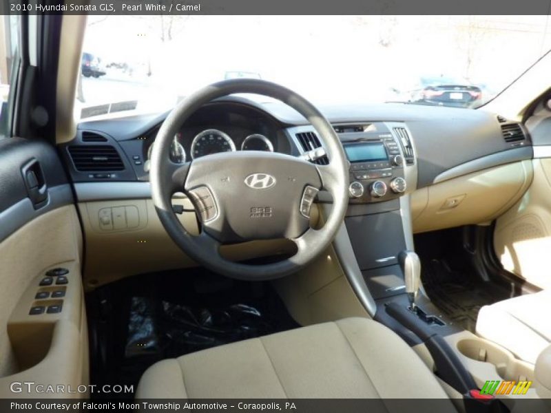 Pearl White / Camel 2010 Hyundai Sonata GLS