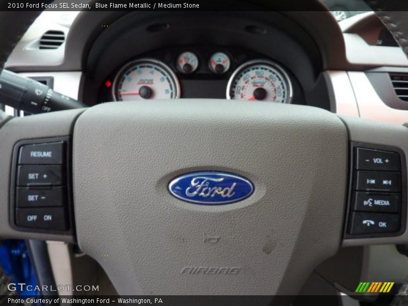 Blue Flame Metallic / Medium Stone 2010 Ford Focus SEL Sedan