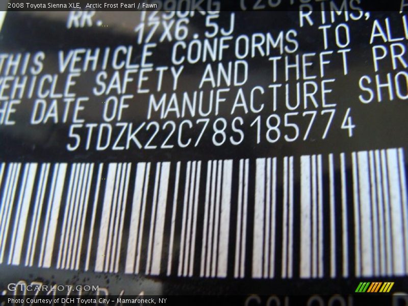 Arctic Frost Pearl / Fawn 2008 Toyota Sienna XLE