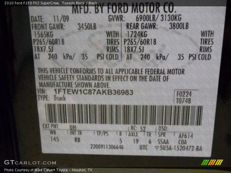 Tuxedo Black / Black 2010 Ford F150 FX2 SuperCrew