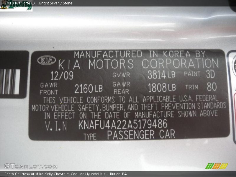 Bright Silver / Stone 2010 Kia Forte EX
