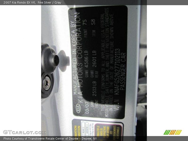 Fine Silver / Gray 2007 Kia Rondo EX V6