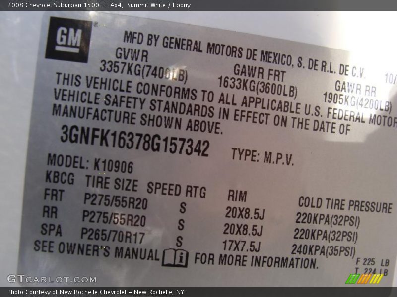 Summit White / Ebony 2008 Chevrolet Suburban 1500 LT 4x4