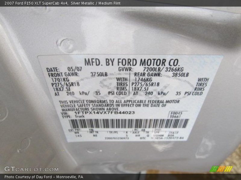Silver Metallic / Medium Flint 2007 Ford F150 XLT SuperCab 4x4