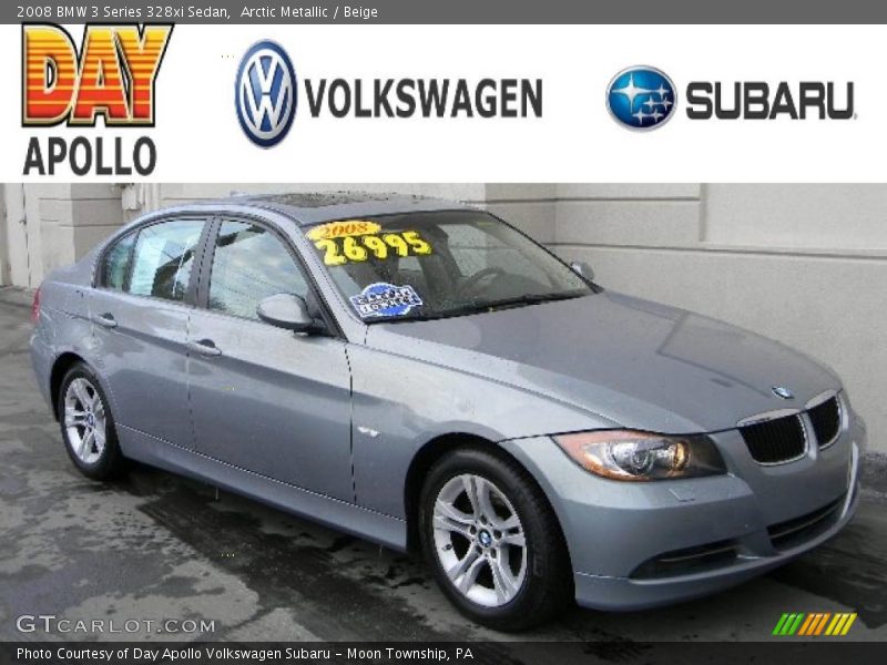 Arctic Metallic / Beige 2008 BMW 3 Series 328xi Sedan