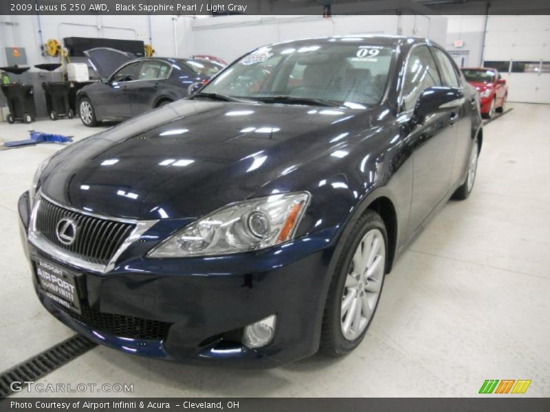 Black Sapphire Pearl / Light Gray 2009 Lexus IS 250 AWD