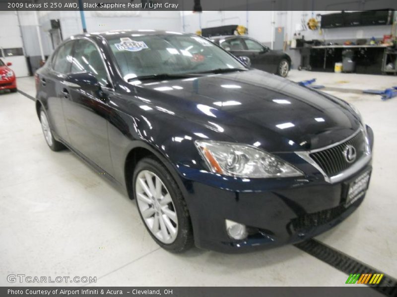 Black Sapphire Pearl / Light Gray 2009 Lexus IS 250 AWD