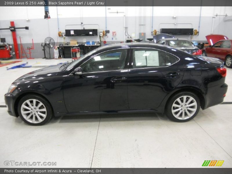 Black Sapphire Pearl / Light Gray 2009 Lexus IS 250 AWD