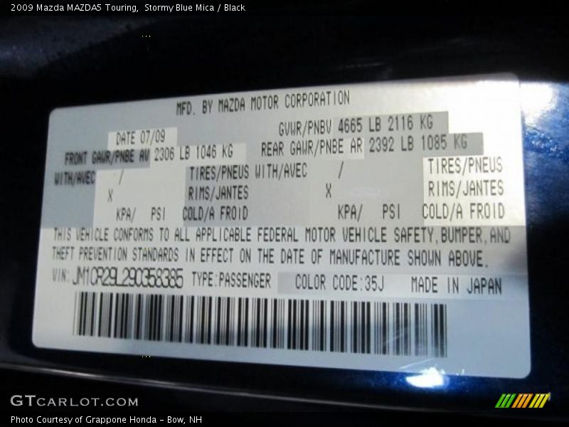 Stormy Blue Mica / Black 2009 Mazda MAZDA5 Touring
