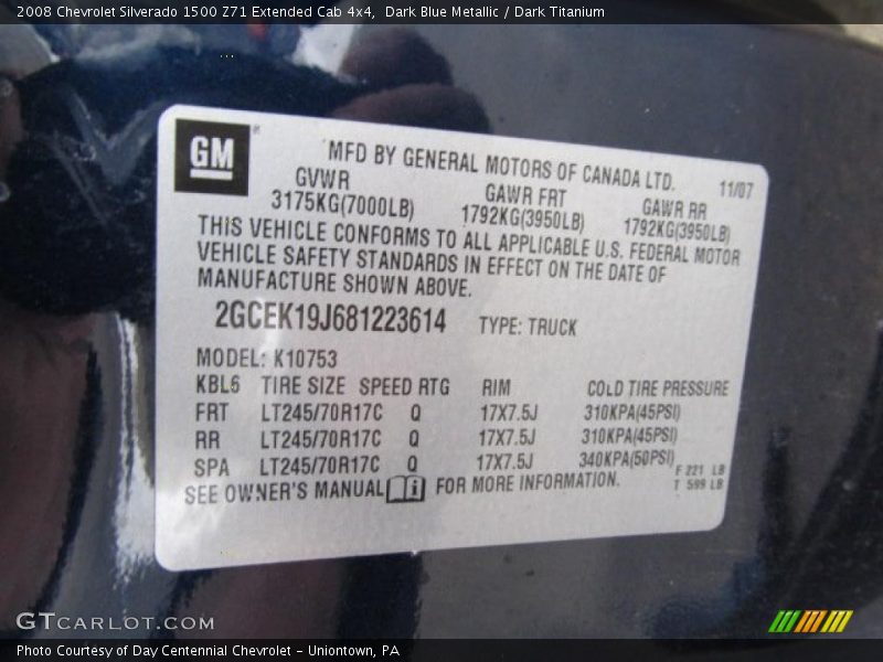 Dark Blue Metallic / Dark Titanium 2008 Chevrolet Silverado 1500 Z71 Extended Cab 4x4