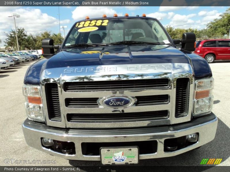 Dark Blue Pearl Metallic / Medium Stone 2008 Ford F250 Super Duty Lariat SuperCab