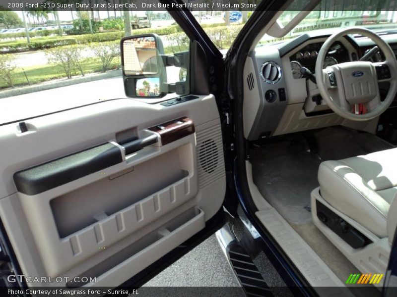 Dark Blue Pearl Metallic / Medium Stone 2008 Ford F250 Super Duty Lariat SuperCab