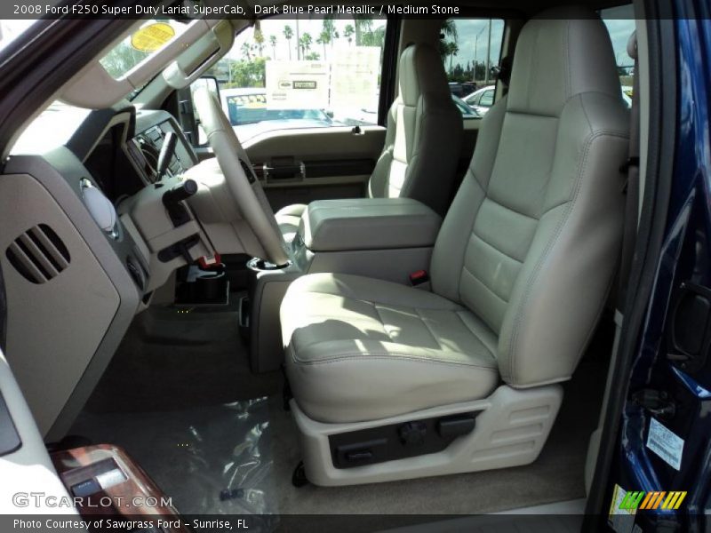 Dark Blue Pearl Metallic / Medium Stone 2008 Ford F250 Super Duty Lariat SuperCab