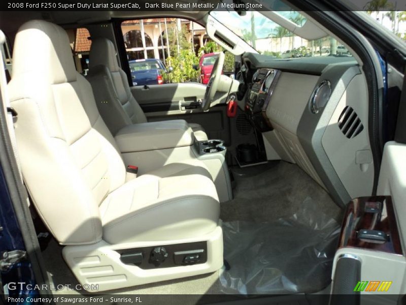 Dark Blue Pearl Metallic / Medium Stone 2008 Ford F250 Super Duty Lariat SuperCab