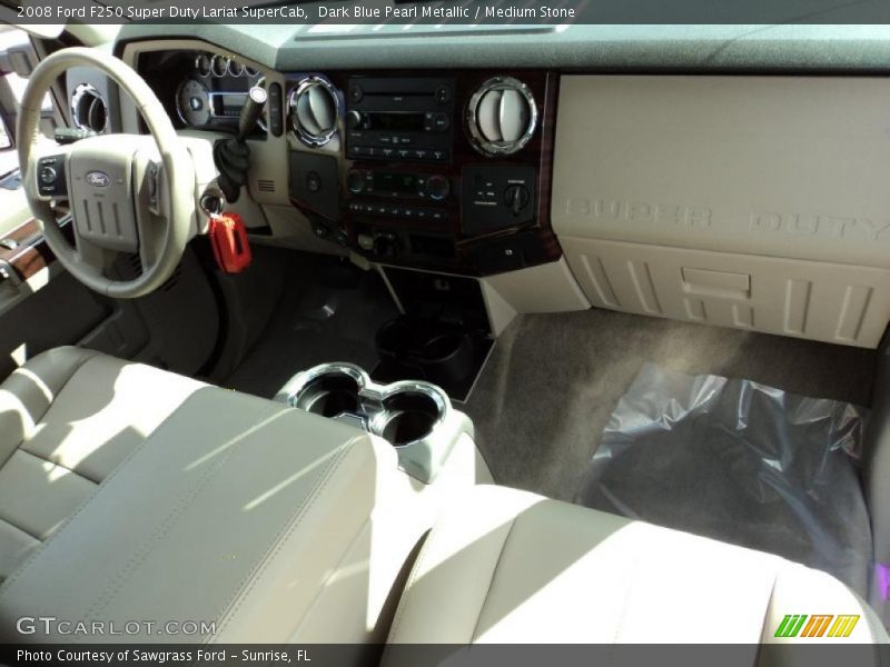 Dark Blue Pearl Metallic / Medium Stone 2008 Ford F250 Super Duty Lariat SuperCab