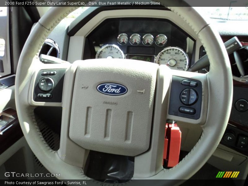 Dark Blue Pearl Metallic / Medium Stone 2008 Ford F250 Super Duty Lariat SuperCab