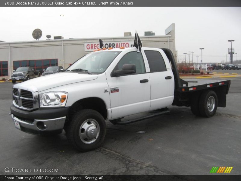 Bright White / Khaki 2008 Dodge Ram 3500 SLT Quad Cab 4x4 Chassis
