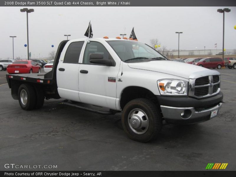 Bright White / Khaki 2008 Dodge Ram 3500 SLT Quad Cab 4x4 Chassis