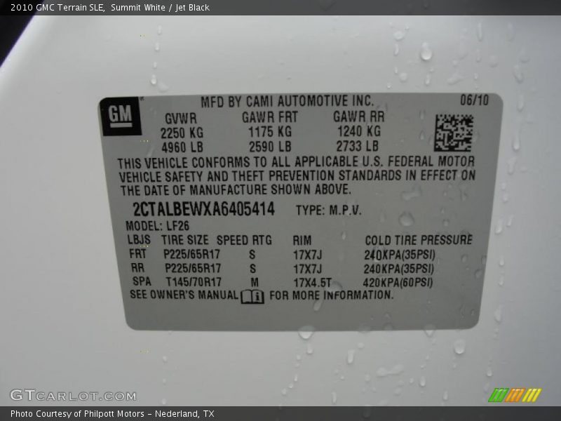 Summit White / Jet Black 2010 GMC Terrain SLE