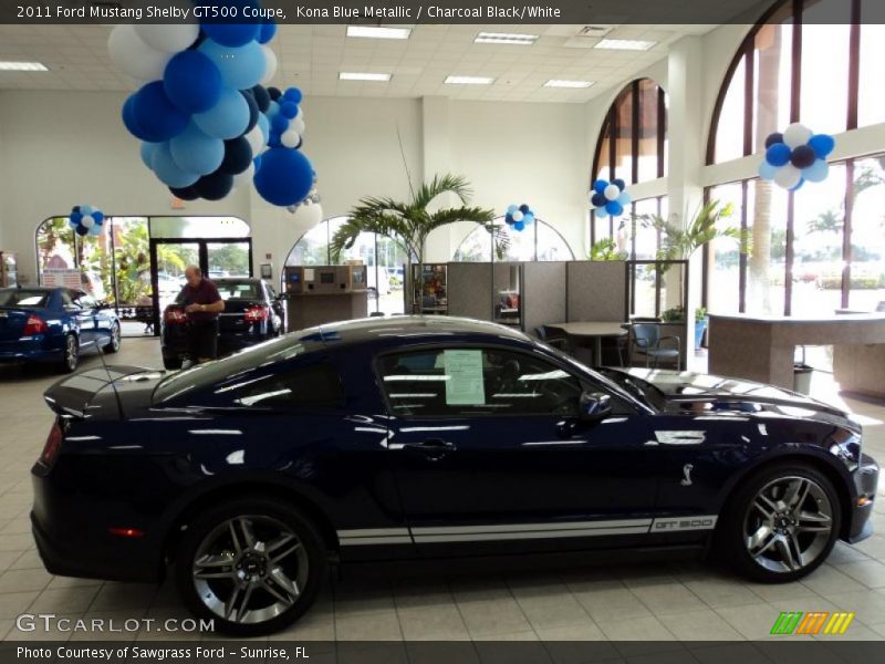 Kona Blue Metallic / Charcoal Black/White 2011 Ford Mustang Shelby GT500 Coupe
