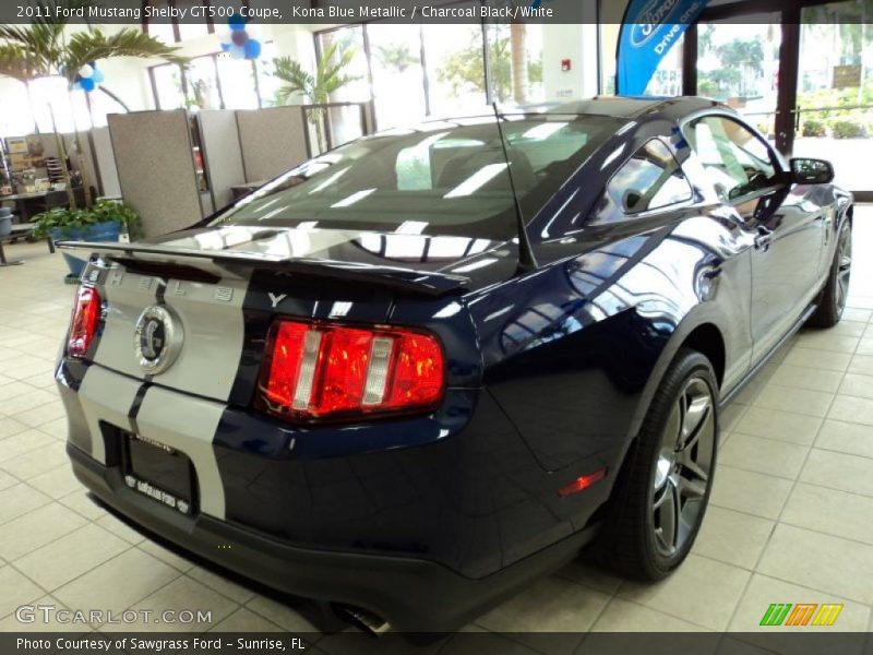 Kona Blue Metallic / Charcoal Black/White 2011 Ford Mustang Shelby GT500 Coupe