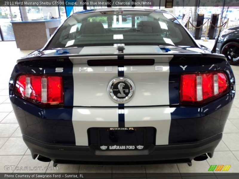 Kona Blue Metallic / Charcoal Black/White 2011 Ford Mustang Shelby GT500 Coupe