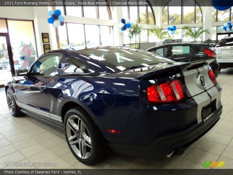 Kona Blue Metallic / Charcoal Black/White 2011 Ford Mustang Shelby GT500 Coupe