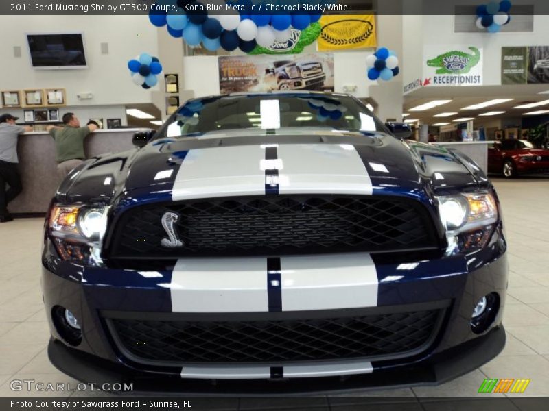 Kona Blue Metallic / Charcoal Black/White 2011 Ford Mustang Shelby GT500 Coupe