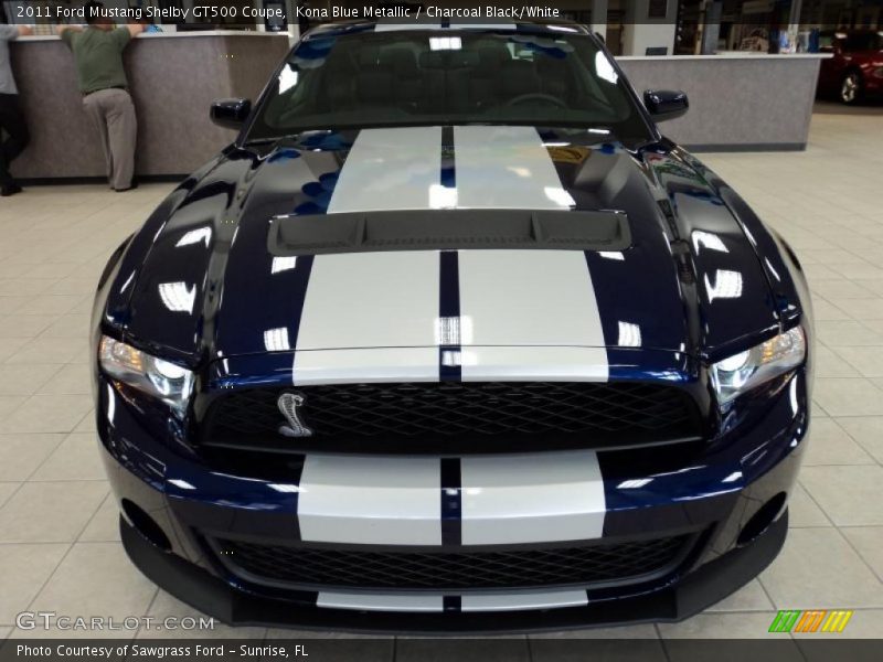 Kona Blue Metallic / Charcoal Black/White 2011 Ford Mustang Shelby GT500 Coupe