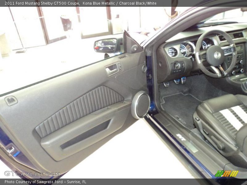 Kona Blue Metallic / Charcoal Black/White 2011 Ford Mustang Shelby GT500 Coupe