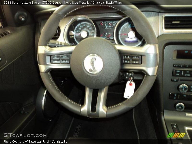 Kona Blue Metallic / Charcoal Black/White 2011 Ford Mustang Shelby GT500 Coupe