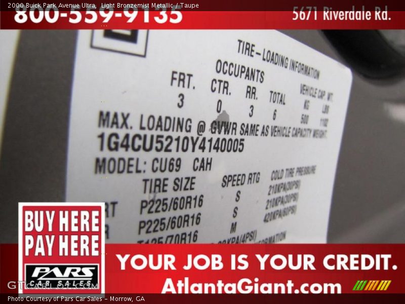 Light Bronzemist Metallic / Taupe 2000 Buick Park Avenue Ultra
