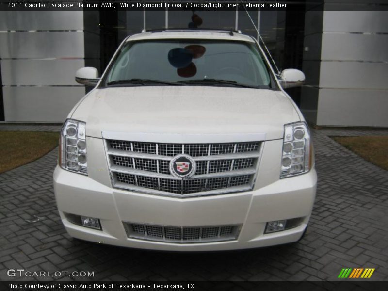 White Diamond Tricoat / Cocoa/Light Linen Tehama Leather 2011 Cadillac Escalade Platinum AWD