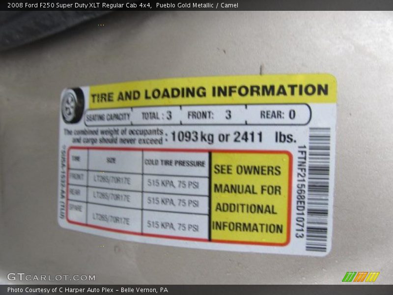 Pueblo Gold Metallic / Camel 2008 Ford F250 Super Duty XLT Regular Cab 4x4