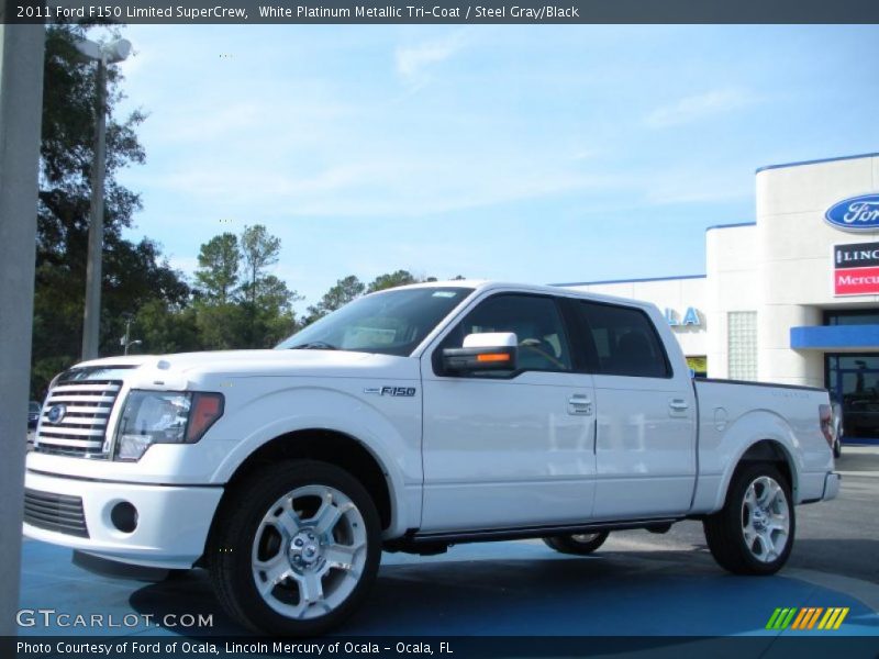 White Platinum Metallic Tri-Coat / Steel Gray/Black 2011 Ford F150 Limited SuperCrew