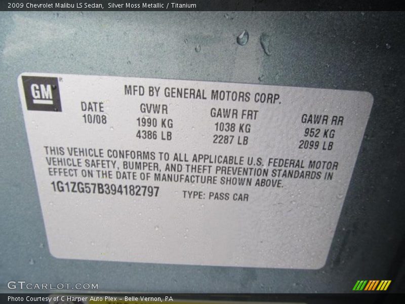 Silver Moss Metallic / Titanium 2009 Chevrolet Malibu LS Sedan