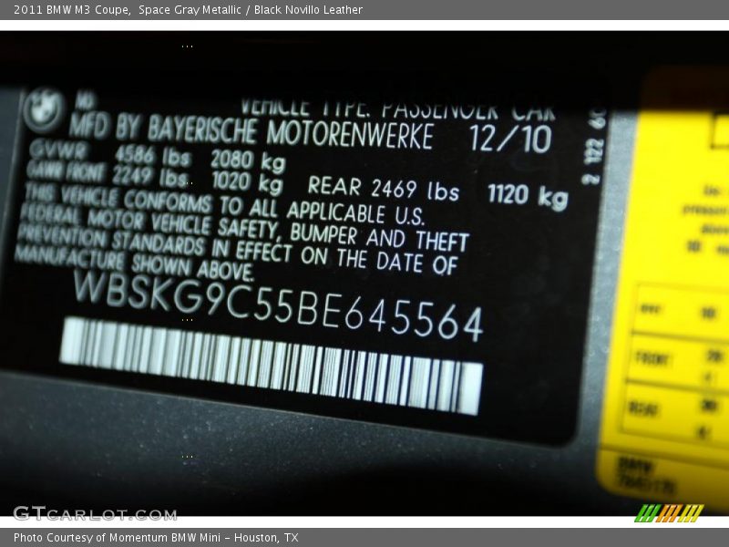 Space Gray Metallic / Black Novillo Leather 2011 BMW M3 Coupe