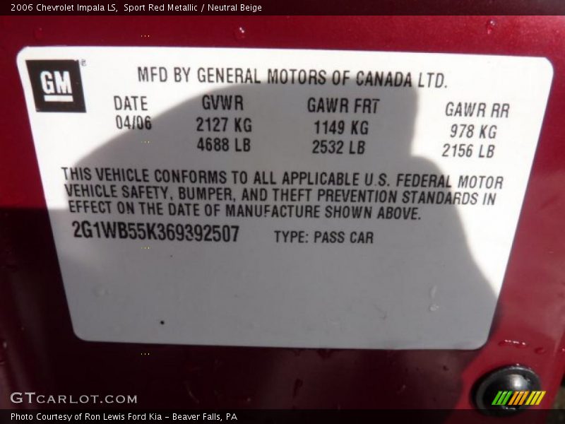Sport Red Metallic / Neutral Beige 2006 Chevrolet Impala LS