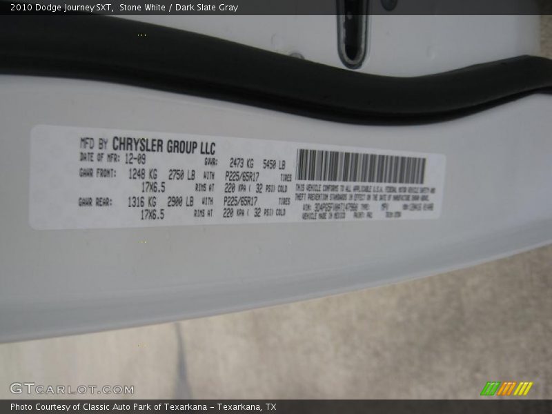 Stone White / Dark Slate Gray 2010 Dodge Journey SXT