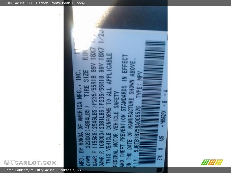 Carbon Bronze Pearl / Ebony 2008 Acura RDX