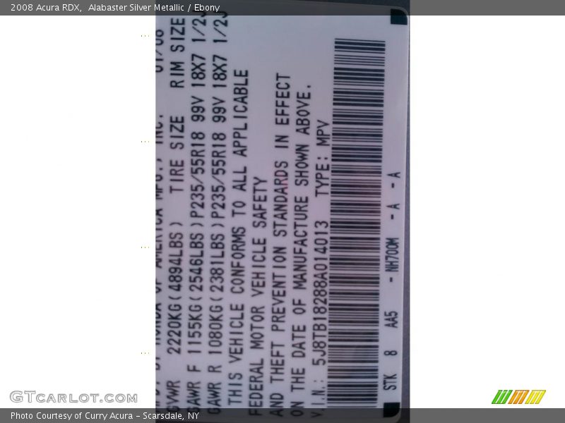 Alabaster Silver Metallic / Ebony 2008 Acura RDX