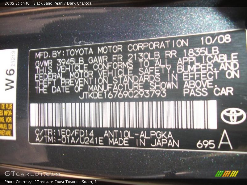 Black Sand Pearl / Dark Charcoal 2009 Scion tC