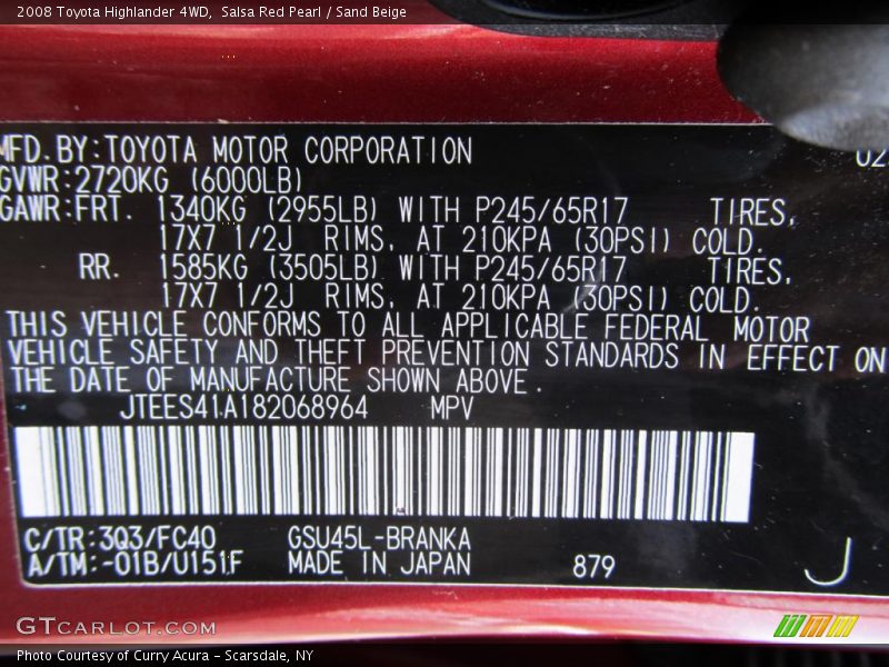 Salsa Red Pearl / Sand Beige 2008 Toyota Highlander 4WD