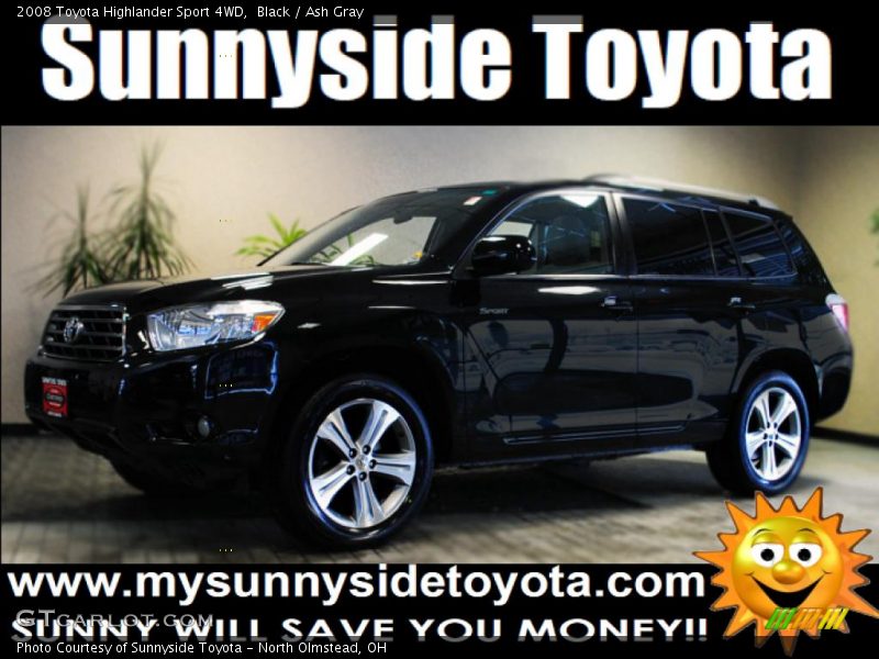 Black / Ash Gray 2008 Toyota Highlander Sport 4WD