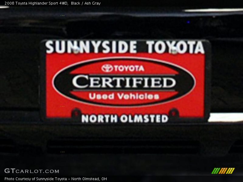 Black / Ash Gray 2008 Toyota Highlander Sport 4WD