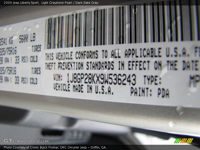 Light Graystone Pearl / Dark Slate Gray 2009 Jeep Liberty Sport