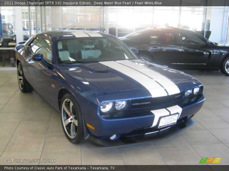 Deep Water Blue Pearl / Pearl White/Blue 2011 Dodge Challenger SRT8 392 Inaugural Edition